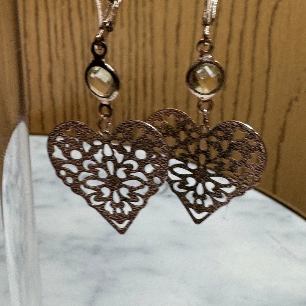 Rose gold tone heart earrings